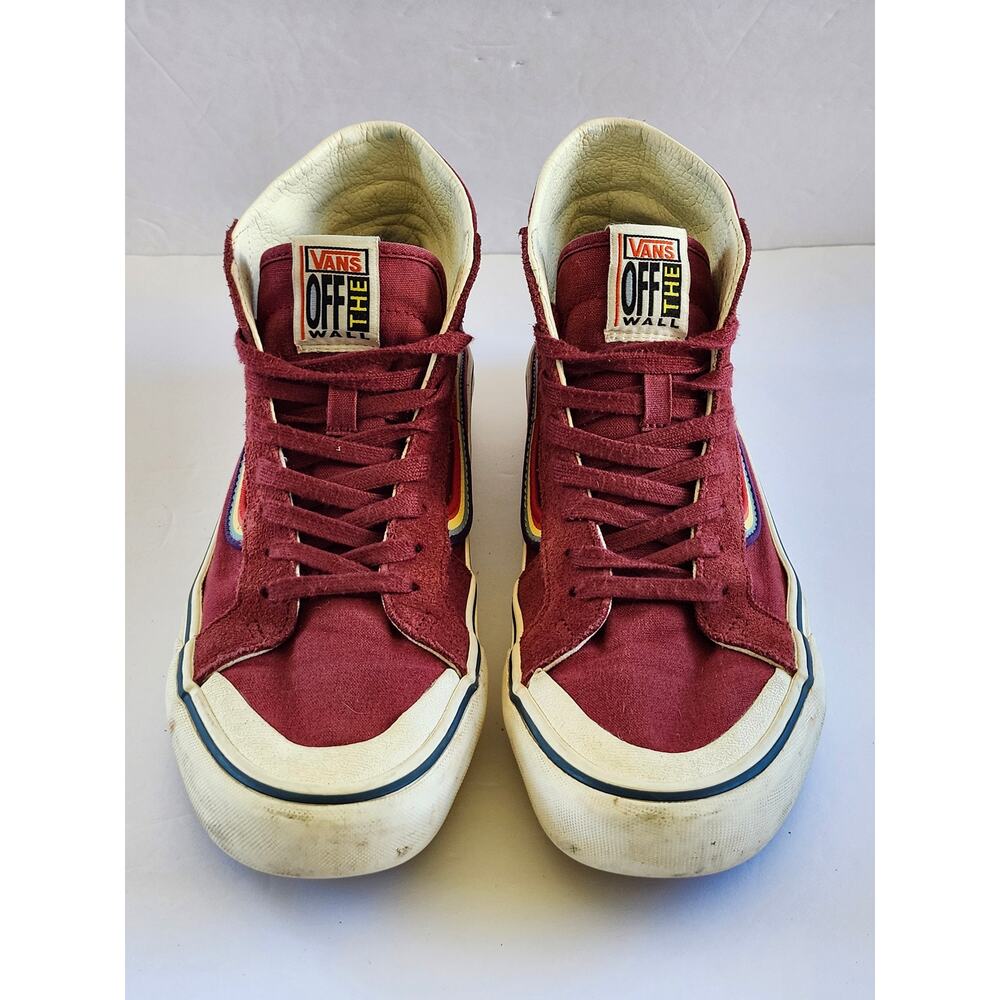 Vans Sk8 Hi Top Women Red Rainbow Canvas Pride Rave Skater Sneaker Size 9 S0072